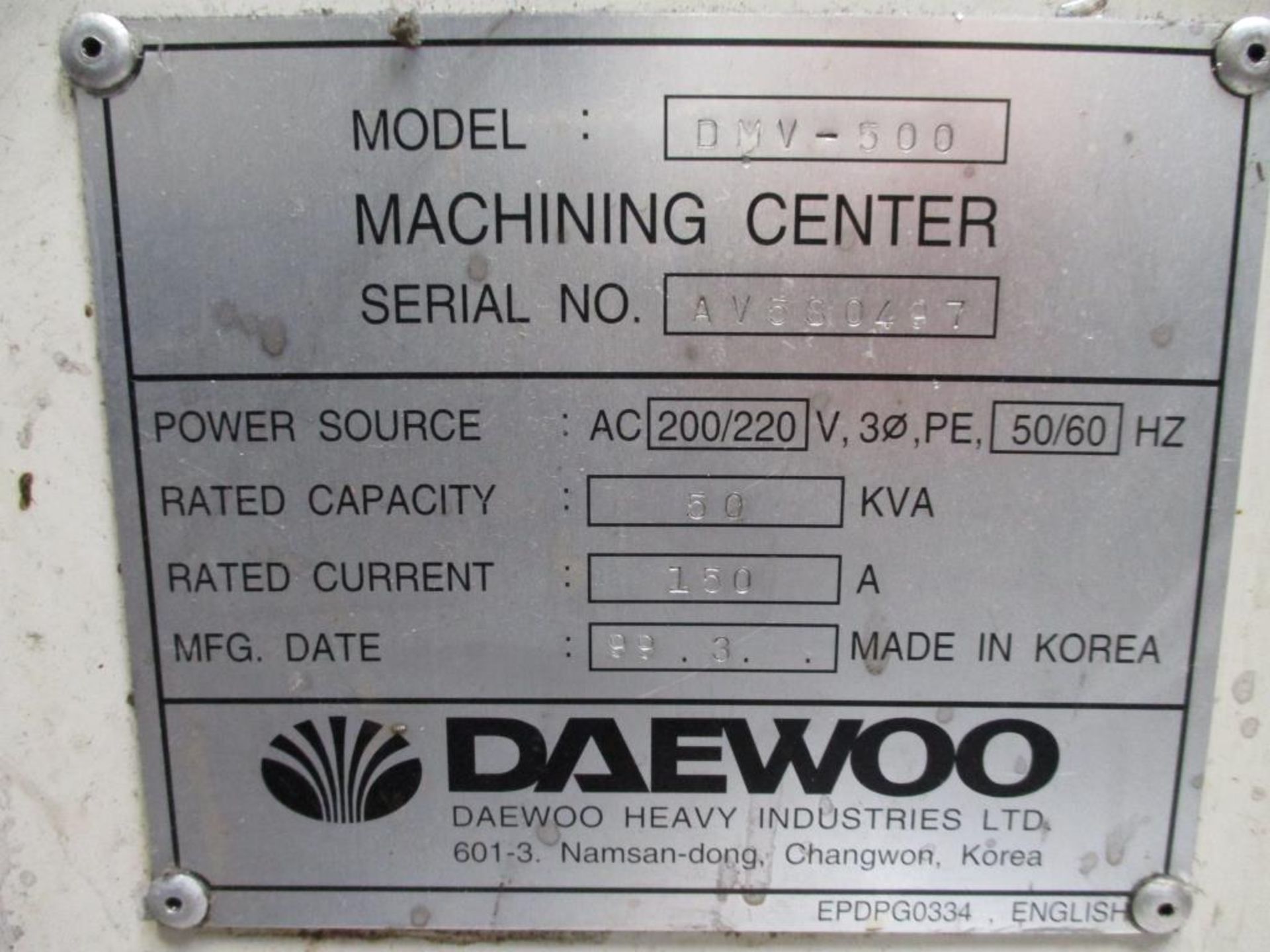 1999 Daewoo DMV-500s Diamond Series Vertical CNC - Image 16 of 23