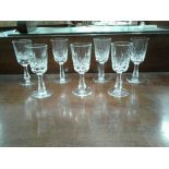 SET SEVEN GALWAY CRYSTAL SHERRY GLASSES