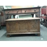 EDWARDIAN CARVED OAK BLANKET CHEST