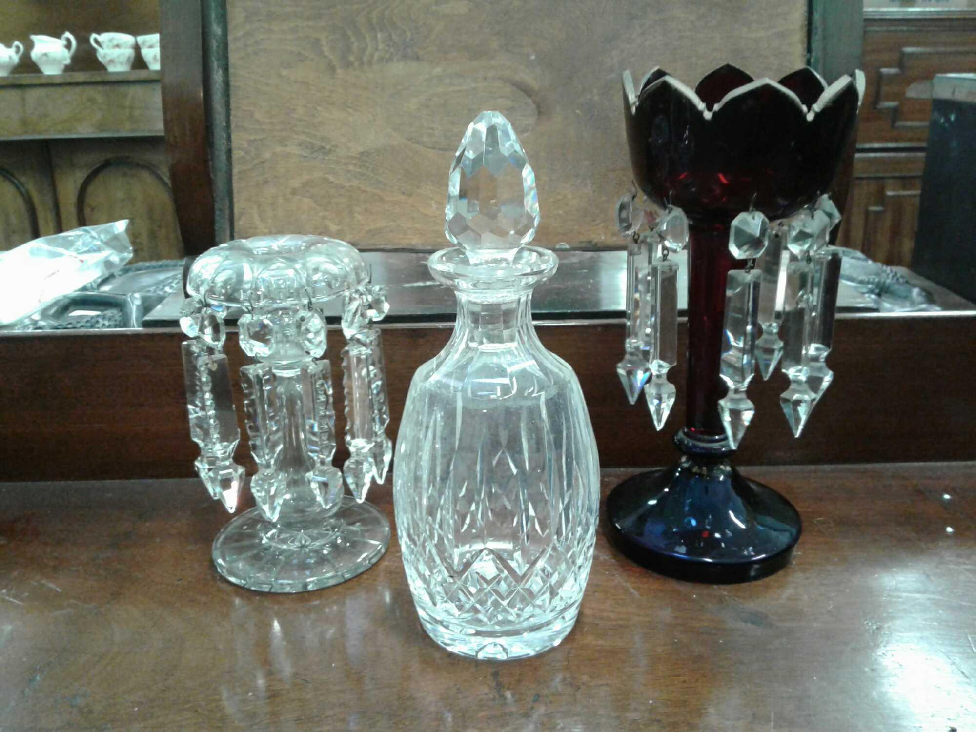 CUT GLASS CLUB SHAPED DECANTER