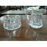 WATERFORD CUT CRYSTAL FLASK SHAPED SUGAR AND CREAM