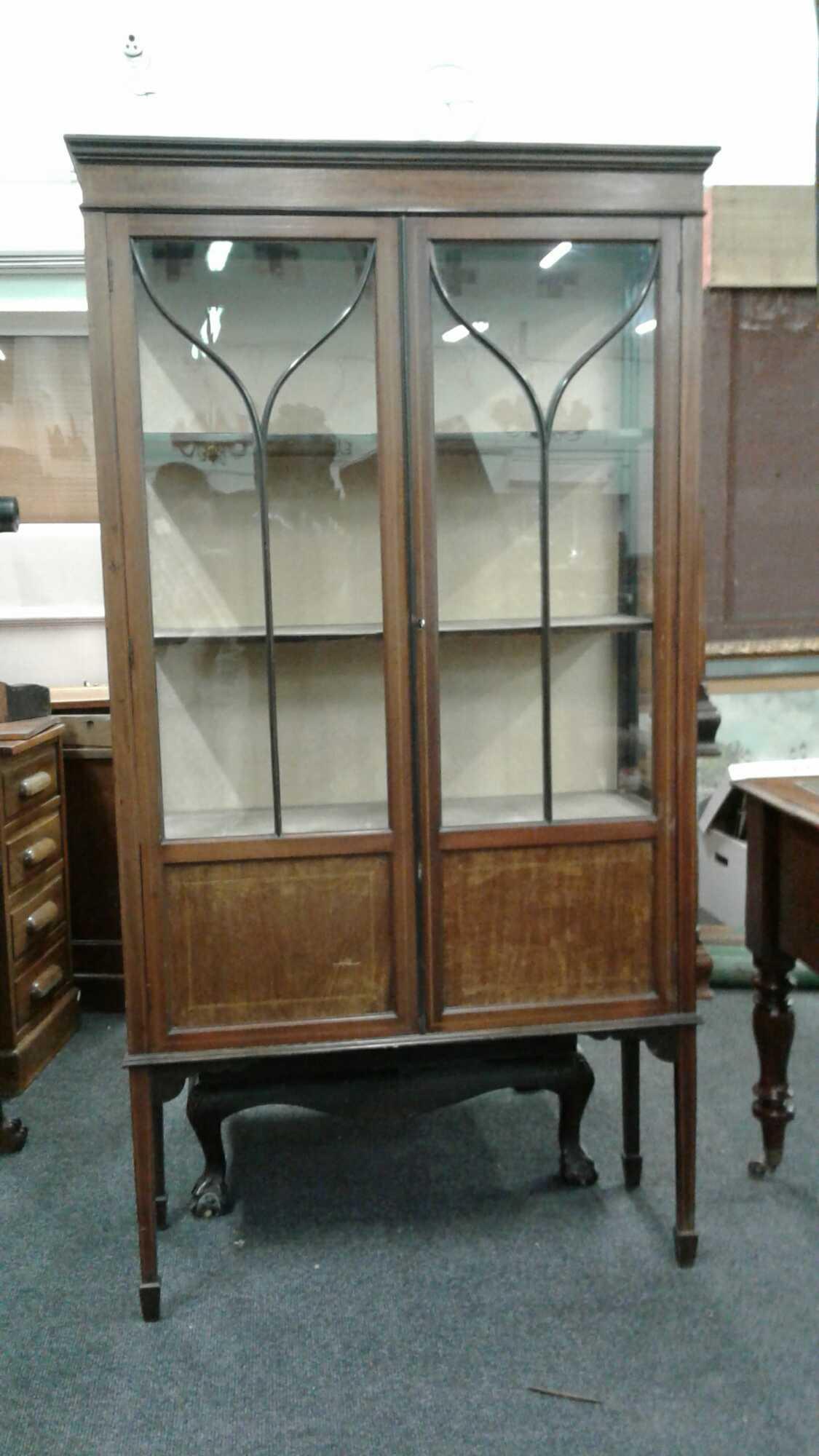 EDWARDIAN INLAID MAHOGANY DISPLAY CABINET