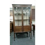 EDWARDIAN INLAID MAHOGANY DISPLAY CABINET