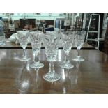 SET SIX WATERFORD CUT CRYSTAL SHERRY GLASSES