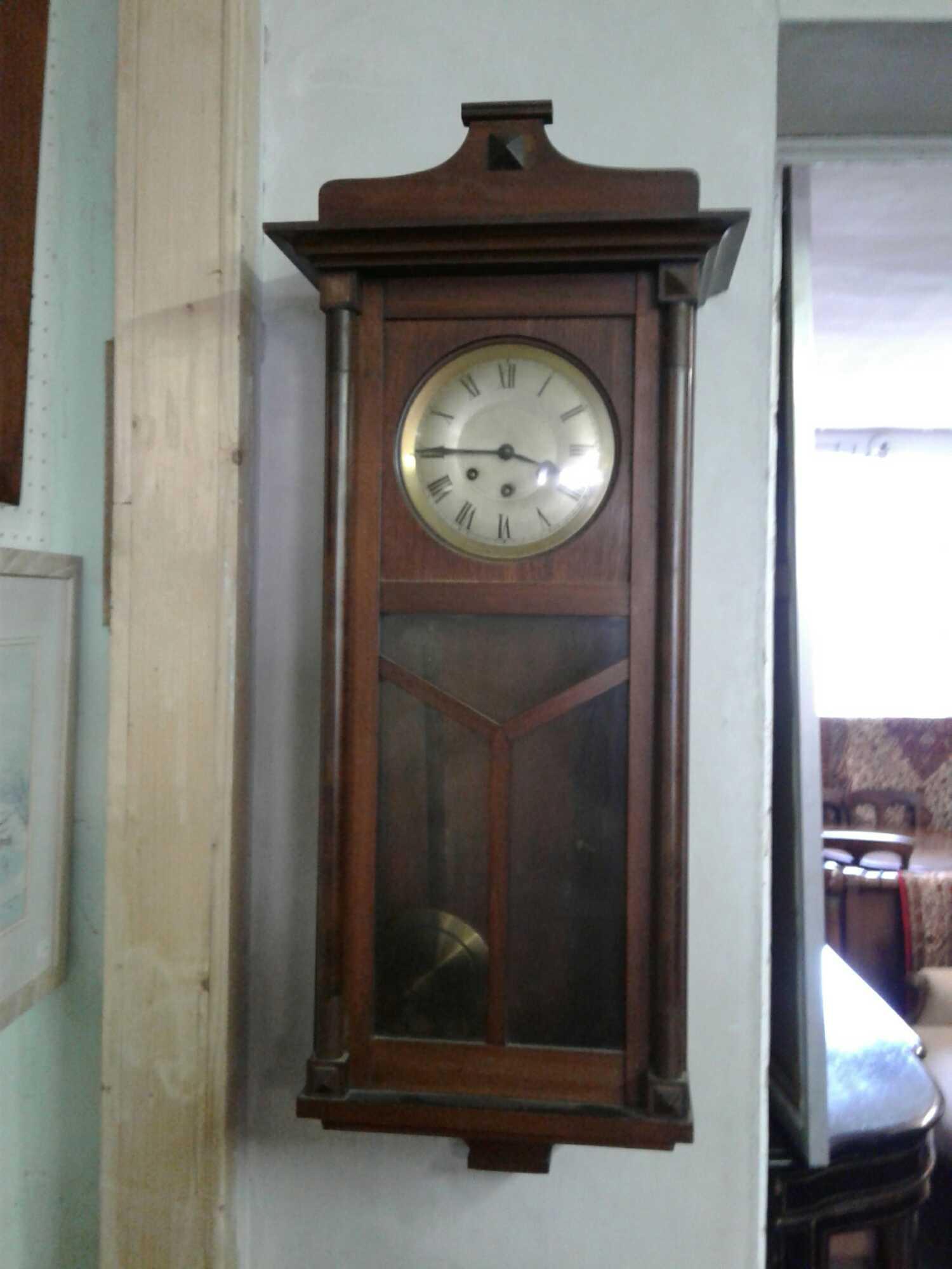 EDWARDIAN MAHOGANY CASED WALL CLOCK