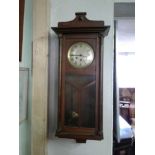 EDWARDIAN MAHOGANY CASED WALL CLOCK