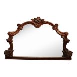 VICTORIAN CARVED MAHOGANY FRAMED OVERMANTEL MIRROR