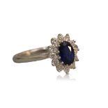 9CT GOLD SAPPHIRE AND DIAMOND RING