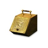 VICTORIAN EMBOSSED BRASS COAL BOX