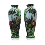 PAIR OF TIBETAN CLOISONNE URNS