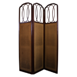 Edwardian mahogany framed Tri-fold screen