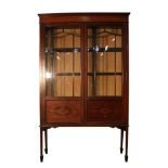 EDWARDIAN INLAID MAHOGANY CHINA CABINET