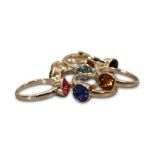 COLLECTION OF ASSORTED SILVER BIRTHSTONE RINGS