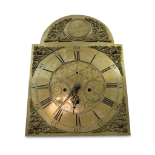 JOHN ADAMS BRASS CLOCK FACE AND PARTIAL WORKS