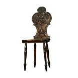 CARVED FRUITWOOD HALL CHAIR