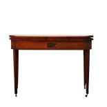 GEORGE III INLAID MAHOGANY FOLD TOP CARD TABLE