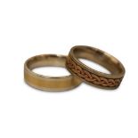 TWO 9CT GOLD AND SILVER BIMETAL WEDDING BANDS