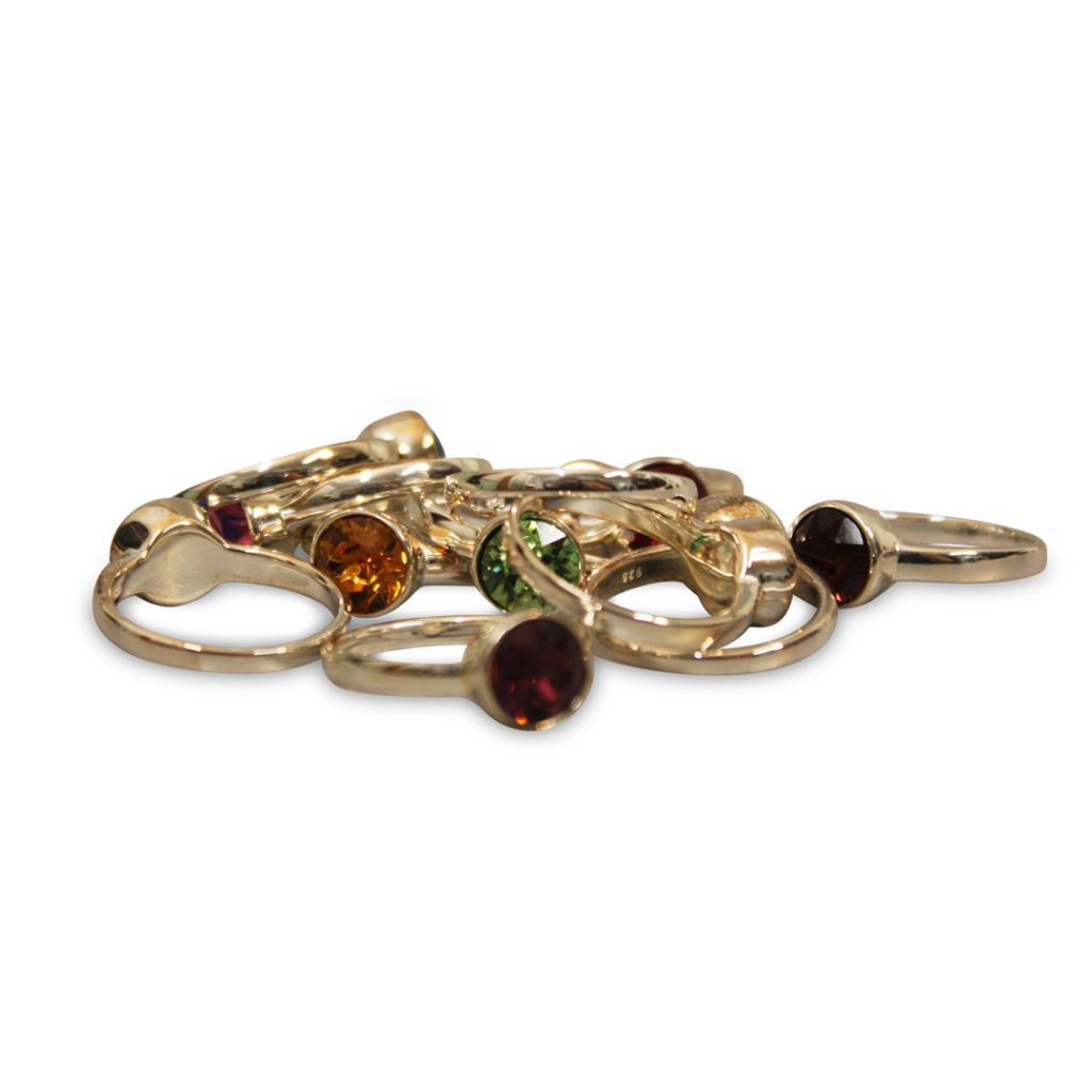 COLLECTION OF ASSORTED SILVER BIRTHSTONE RINGS