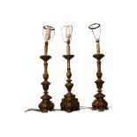 THREE GILT TABLE LAMPS