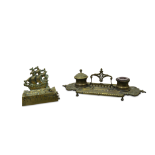 EDWARDIAN BRASS INKWELL