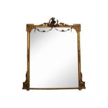 Early Victorian giltwood and gesso overmantle mirror