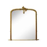 LARGE VICTORIAN GILTWOOD AND GESSO OVERMANTEL MIRROR