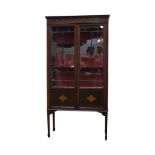 EDWARDIAN INLAID MAHOGANY CHINA CABINET