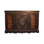 LATE VICTORIAN EBONISED BREAKFRONT CREDENZA