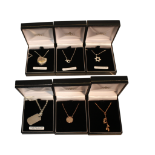 COLLECTION OF SIX ASSORTED PENDANTS ON CHAINS