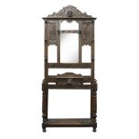 VICTORIAN CARVED OAK HALLSTAND