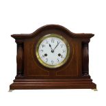 EDWARDIAN MAHOGANY INLAID MANTLE CLOCK