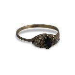 9 CT GOLD SAPHIRE AND DIAMOND CLUSTER RING
