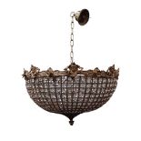 CUT GLASS AND GILT METAL CEILING LIGHT