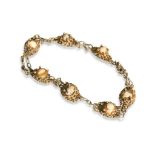 9 CT GOLD AND WHITE METAL CAMEO BRACELET