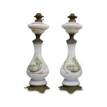 PAIR OF PAINTED OIL LAMPS