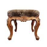 STRAHAN CARVED BEECH STOOL
