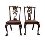SET SIX MAHOGANY CHIPPENDALE STYLE CHAIRS