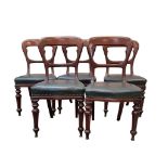 SET FIVE VICTORIAN MAHOGANY DINING CHAIRS