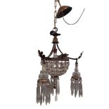EMPIRE STYLE CAST METAL AND CUT GLASS CEILING LIGHT