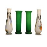 PAIR OF COLOURED GLASS VASES