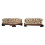 PAIR VICTORIAN UPHOLSTERED FOOTSTOOLS