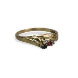 9 CT GOLD DIAMOND SAPHIRE RUBY RING