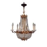 BRASS AND CUT GLASS CHANDELIER