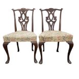 PAIR VICTORIAN CHIPPENDALE STYLE DINING CHAIRS