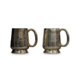 PAIR OF SILVER PLATED TANKARDS