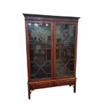 EDWARDIAN MAHOGANY DIAMOND DOOR BOOKCASE