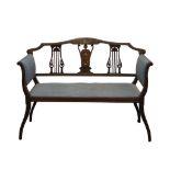 EDWARDIAN MAHOGANY INLAID SETTEE