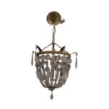 BRASS AND CUT GLASS CEILING LIGHT