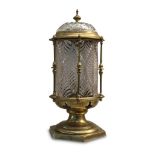 BRASS AND CUT GLASS TABLE LAMP