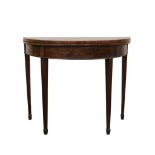 VICTORIAN MAHOGANY DEMI-LUNE CARD TABLE